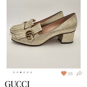 Gucci gold shoes with Gold buckle